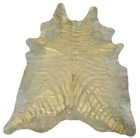 Zebra gold metallic cowhide rug cow hide skin leather area rug. The Modern Sophisticate: Cowhide Rugs: Not Just for the ...
