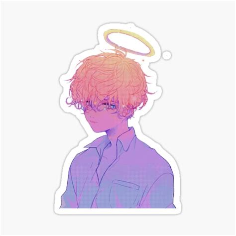 Aesthetic Rainbow Sad Pastel Japan Boy Pastel Anime Boy Sticker For