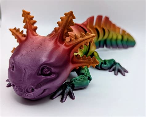 3d Printed Adorable Articulated Axolotl Print In Place Body Snap Fit