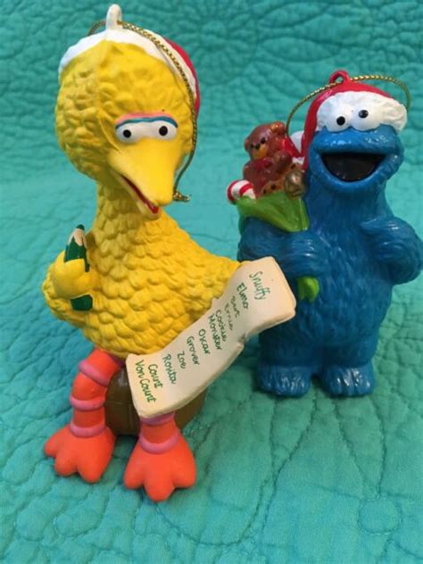 Set Of 2 Sesame Street Big Bird And Cookie Monster Christmas Ornaments Ebay