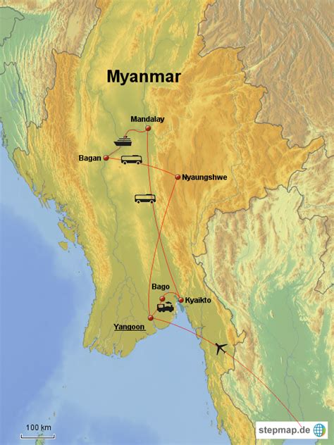 StepMap Myanmar 2 Landkarte für Asien