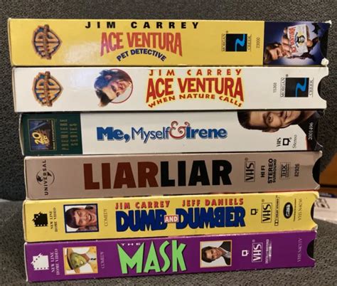 Jim Carrey Essentials Vhs Lot Ace Ventura 2 Dumb And Dumb Mask Me
