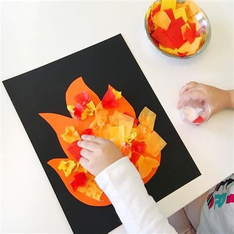 This Tissue Paper Fire Craft For Mpkpreschool Was An Adorable Craft