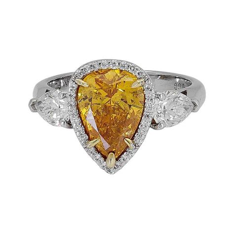 Natural Fancy Vivid Orange Yellow Diamond Dome Ring Gia Certified For