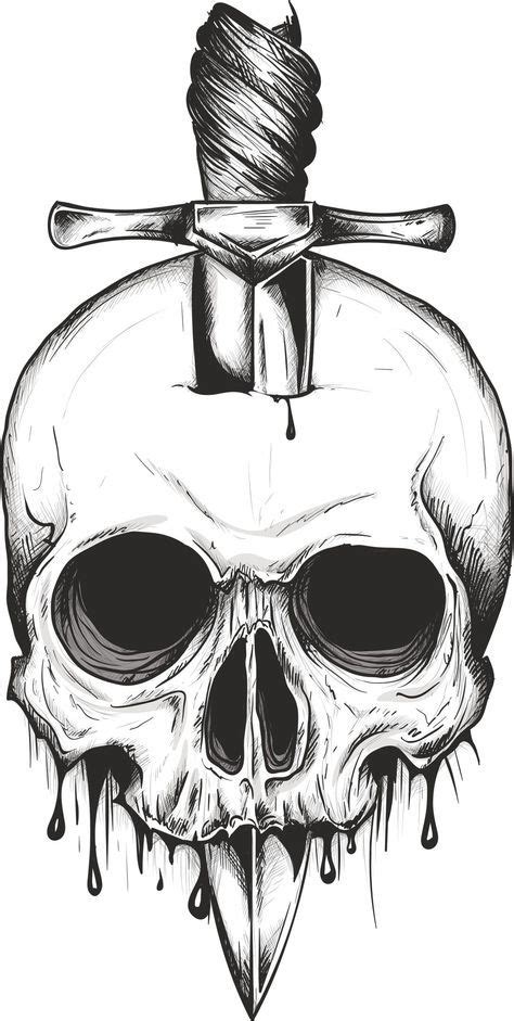 sword skull print free vector cdr download desenho para tatuagem de caveira