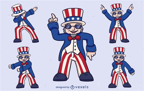 Uncle Sam Character Set Design Vector Download