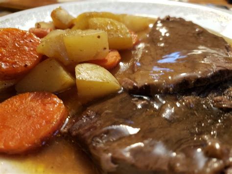 Cuts of meat that work will for pot roast: Roast beef with potatoes and carrots | Roast beef and potatoes, Food, Roast