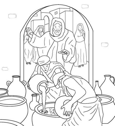 Jesus Turning Water Into Wine Coloring Page Coloring Pages