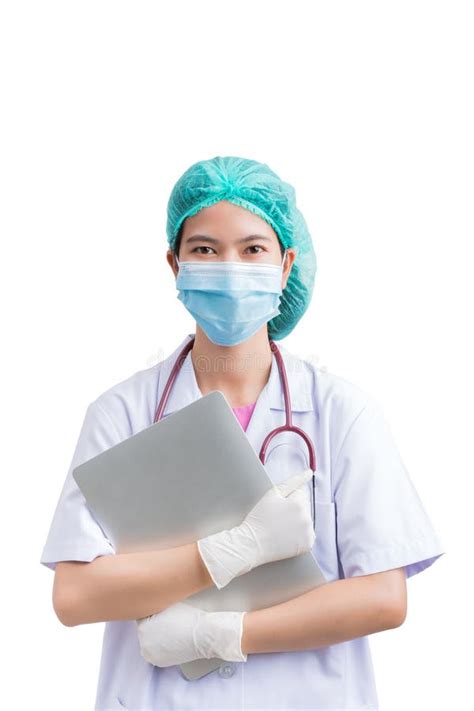 Portrait Of Medical Physician Doctor Or Nurse Uniform Wearing Surgical