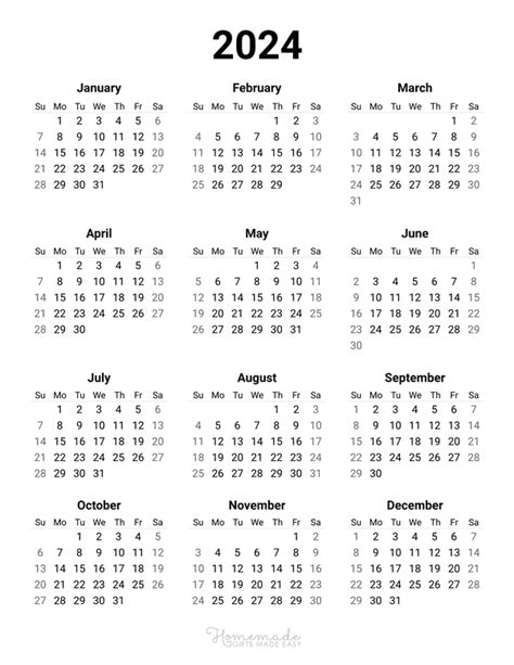 Free Printable Yearly Calendar For 2024 Gabey Jocelin