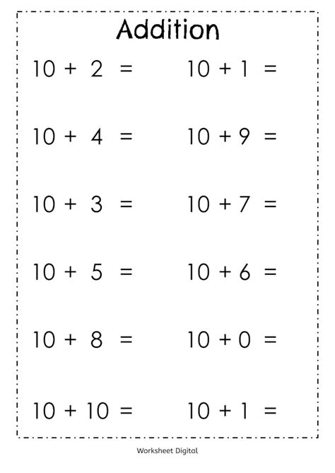 20 Printable Addition Worksheets Numbers 1 10 For Preschool