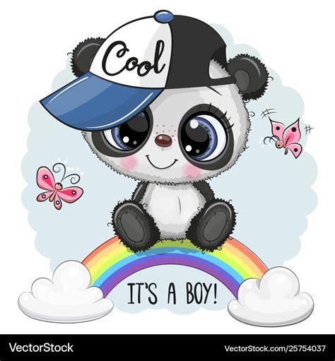 Cartoon Panda On Rainbow Royalty Free Vector Image
