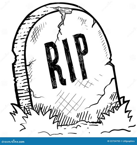 Rest In Peace Grave Sketch Stock Vector Illustration Of Decoration