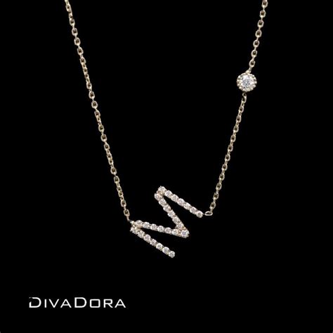 Diamond Sideways Letter Necklace In K Solid Gold Side Etsy