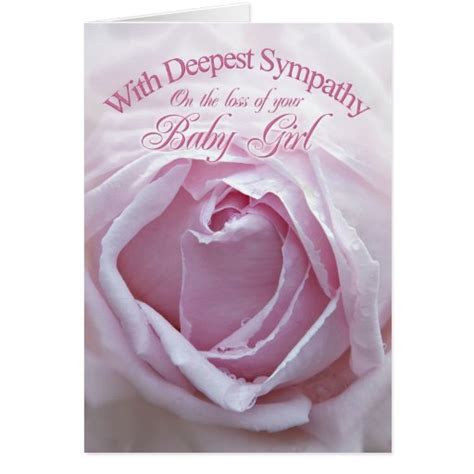 Sympathy For Loss Of Baby Girl A Pink Rose Card Zazzle
