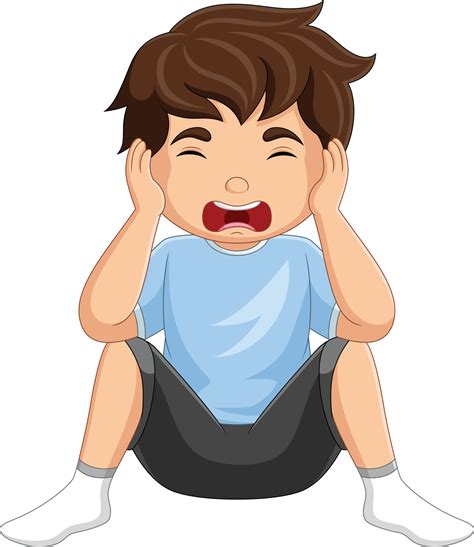 Cartoon Little Boy Sitting And Sad Expression 15220294 Vector Art At