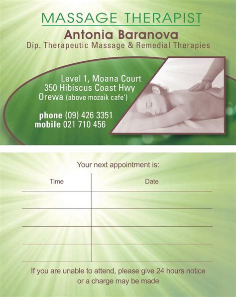 Massage Appointment Card Using Layers And Mixed Opacity Levels