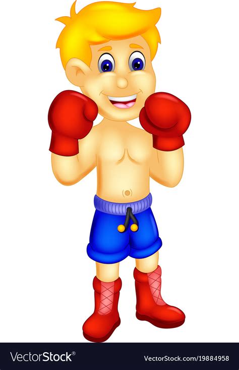 Cool Boxer Cartoon Standing With Smile Royalty Free Vector