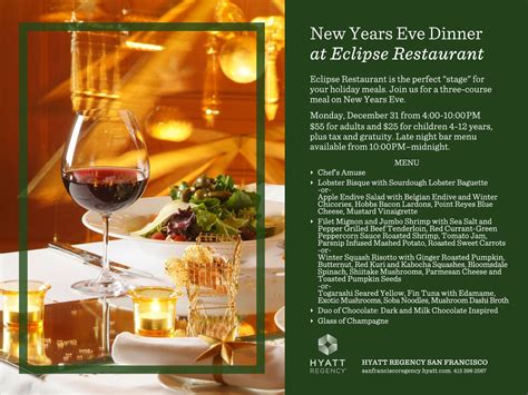 Christmas is right around the corner. Celebrate the new year at Hyatt Regency San Francisco and join us for a 3-course meal at Eclipse ...