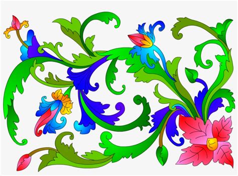 Bunga Raya Vector Png For Kids Gambar Batik Motif Flora Png Image