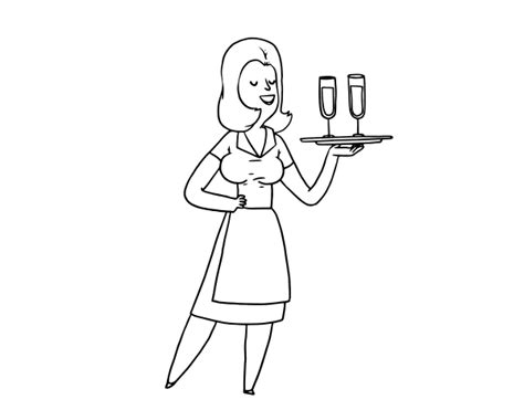 waitress with glasses coloring page - Coloringcrew.com