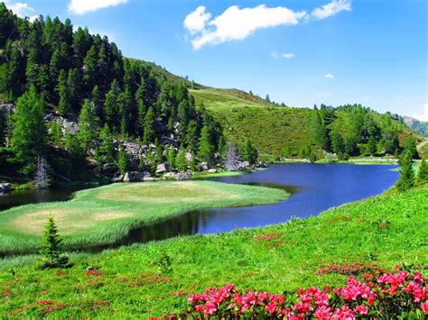 We have 64+ background pictures for you! Spring Landscape Slope Sky Nature River 2560x1600 Hd ...