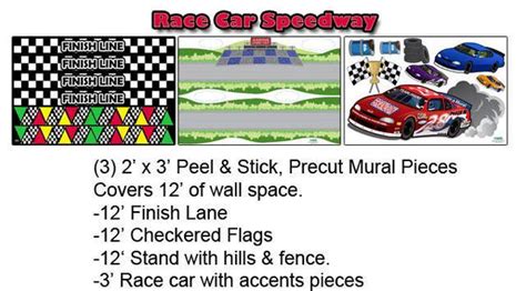 Race Track Speedway Mural Large Kids Room Mural Wall Decals