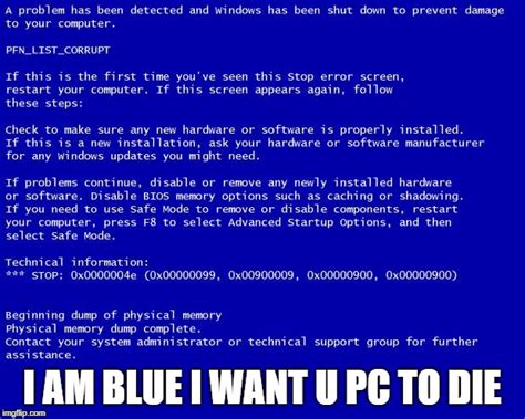 Blue Screen Of Death Imgflip