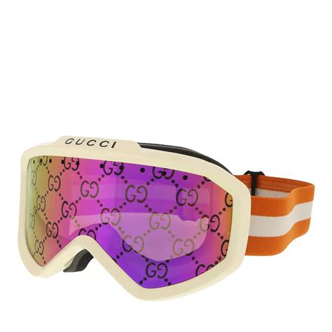 Gucci Gg1210s Ski Goggles Ivory Orange Pink Sonnenbrille