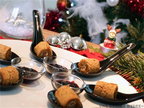 Amuse bouche de Noël Maki de Pain dépices au Foie Gras et Confit d