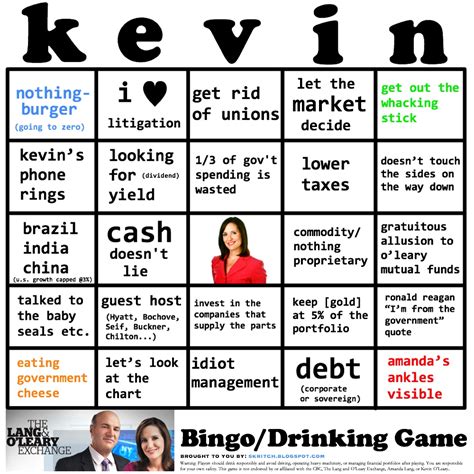 Some cards are simple and some are rules that last multiple turns. Play The Lang and O'Leary Exchange Bingo/Drinking Game!