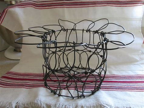 Antique Collapsible Wire Egg Basket French Wire Ware Fold In Etsy Primitive Decorating