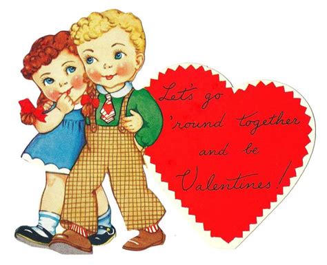 Vintage Childs Valentine Card Lets Go Round Together And Be