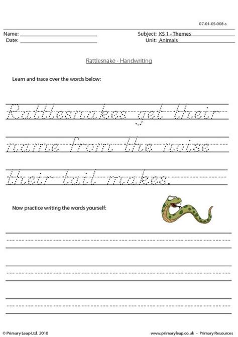Literacy Handwriting Skills 8 Worksheet Uk