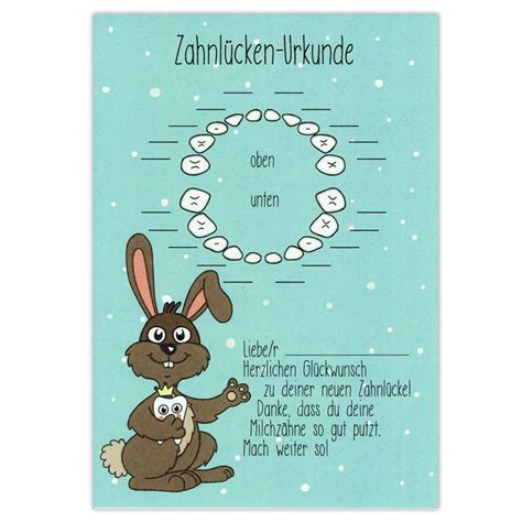 Maybe you would like to learn more about one of these? Zahnlücken Urkunde - Hase - Zahnfee Brief Geschenk Karte ...