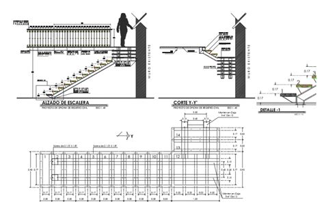 Staircase Section And Constructive Details Of House Dwg File Brick