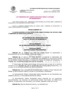 LEY ORGÁNICA DEL PODER EJECUTIVO PARA EL ESTADO DE ley org nica del poder ejecutivo para