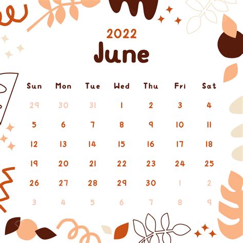 Calendar June 2023 Vector Art Png June Calendar 2022 Template
