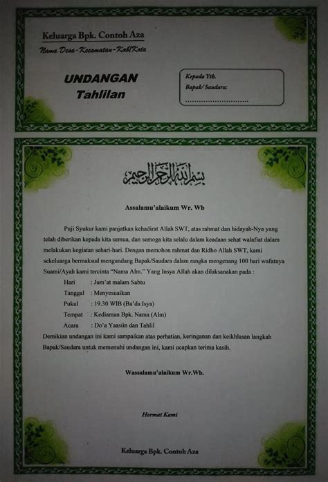 Jika melihat perkembangan jaman, surat undangan bisa saja melalui. Contoh Surat Undangan Yasinan Kirim Doa