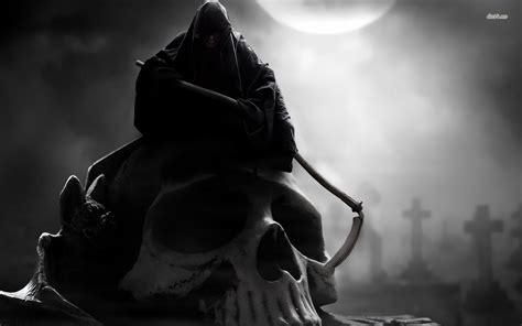 Grim Reaper Sitting On A Giant Skull Grim Reaper Wallpaper 1280x800