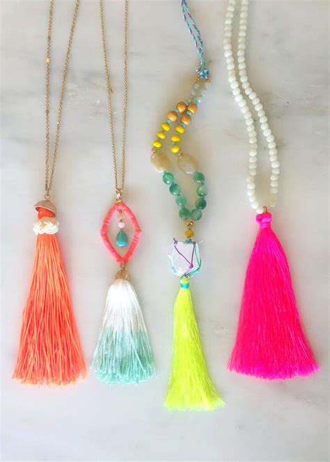 Neon Tassel Necklaces Handcrafted Tassel Necklace Necklace Tassels