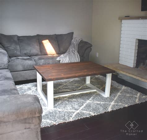A rustic farmhouse coffee table can be effortlessly built using lumber wood. DIY Modern Farmhouse Coffee Table - The Crafted Maker