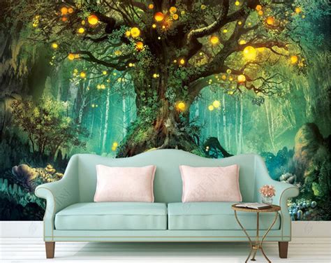 Custom Non Woven 3d Mural Wallpaper Forest Living Room Bedroom Wall