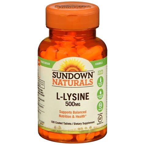 Sundown Naturals L Lysine 500 Mg Coated Tablets 100 Tb Medcare
