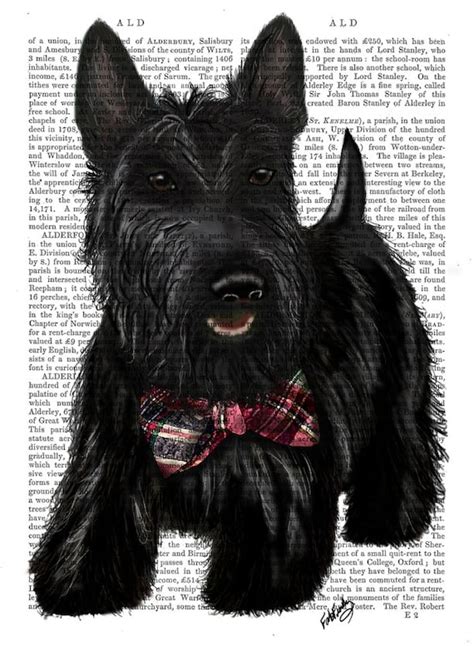 Scottish Terrier Scottie Dog Bow Original Painting By Fabfunky
