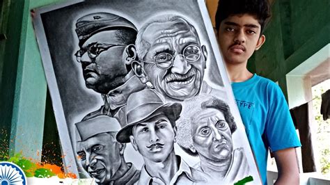 Happy Independence Day Drawing 🇮🇳 Drawing Indian Freedom Fighters