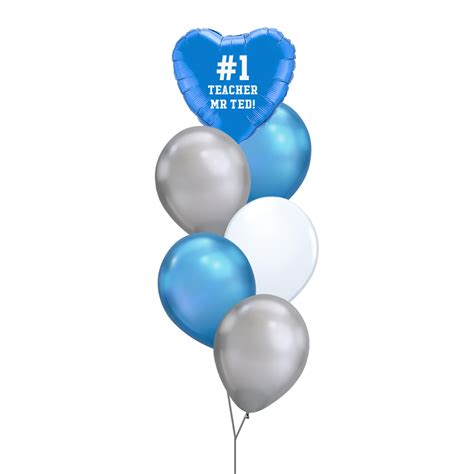 Teachers Day Balloon Bouquet Custom Text On Dark Blue Heart Balloon