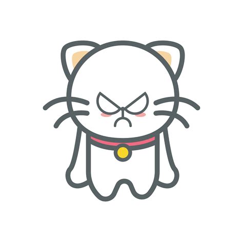 Vector Art Illustration Cute Cat Is Angry Animal Character Flat
