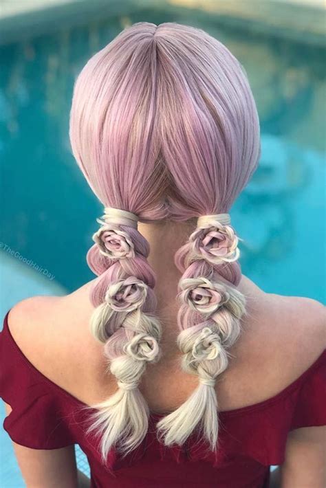 one of the most popular hairstyles for long hair both straight and curly is a braided rose