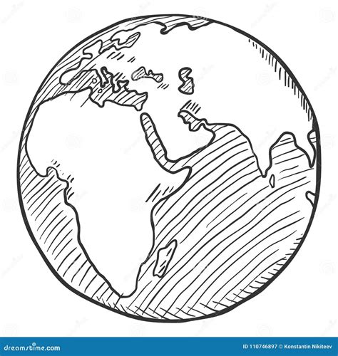 Globe Outline Drawing Vector Illustration Of Sketchy Cartoondealer